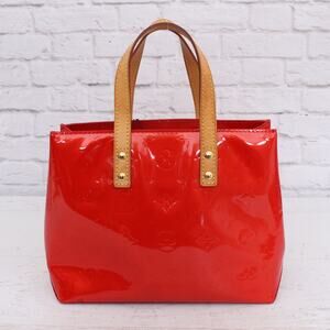 Louis Vuitton Reed PM Red Vernis Satchel Purse Monogram Handbag A4472